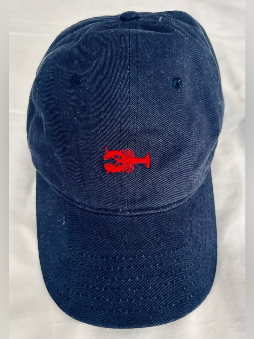 Navy Baseball Cap with Red Lobster Embroidery